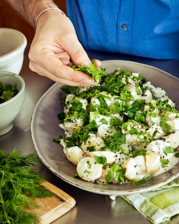 Garlicky Herb Red Potato Salad - Cafe Delites