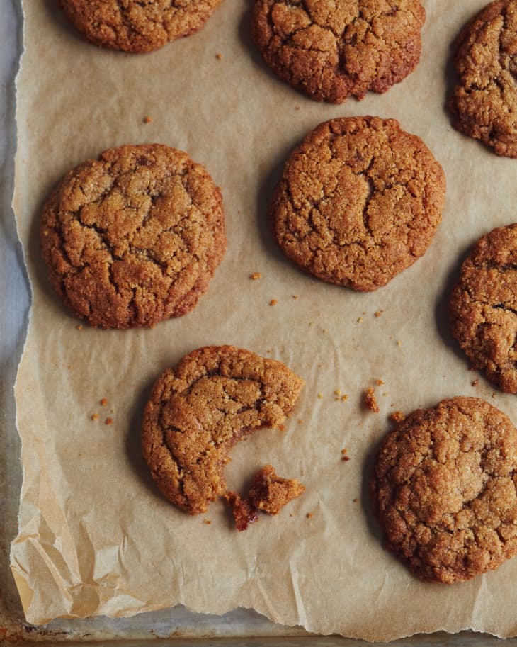 Graham cracker cookies over parchment paper on baking tray