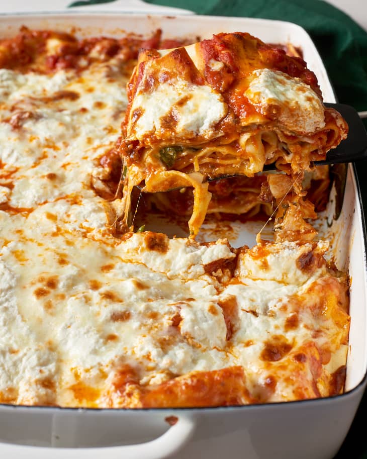 Lazy Skillet Lasagna with Spinach and Mushrooms