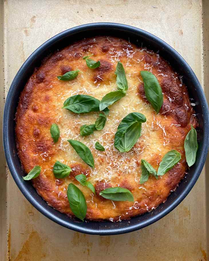 TikTok trend recipe Honeycomb Pasta overhead, after baking