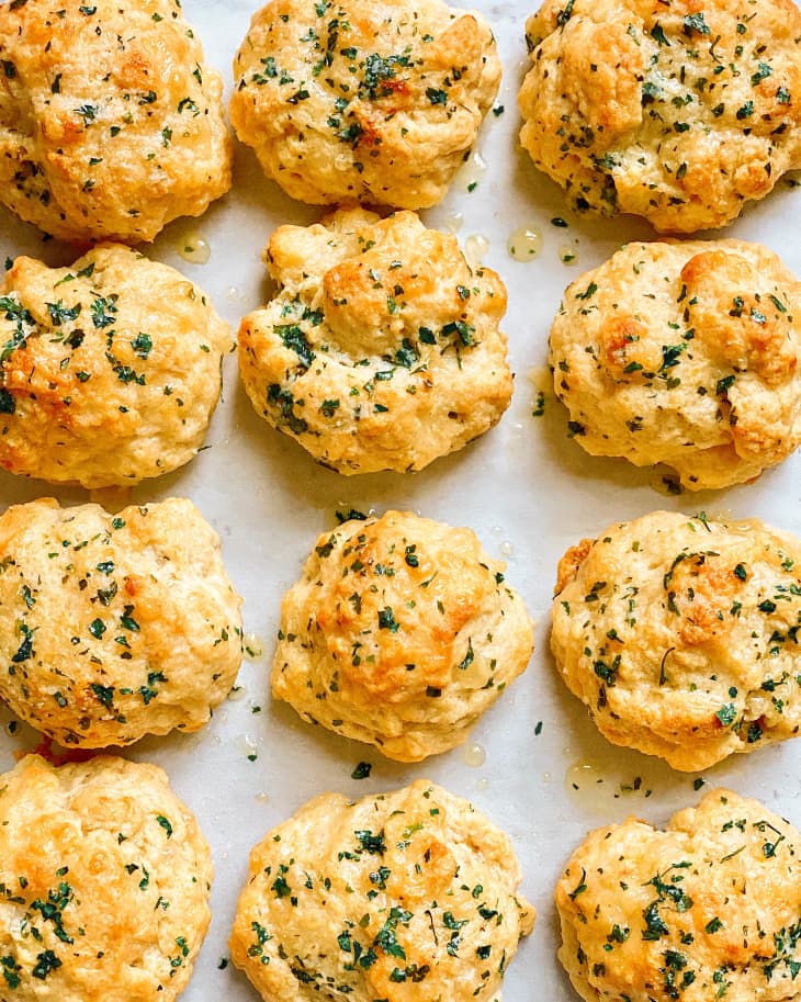 baking sheet with Copycat Red Lobster Cheddar Bay Biscuits