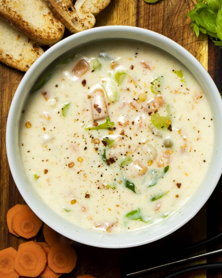 Dolly Parton's Stampede soup with inset photo of Dolly in the upper left