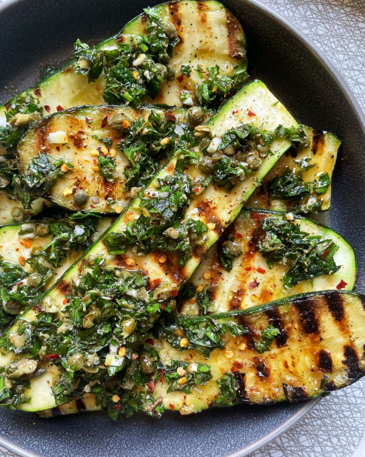The Key to Perfectly Seasoned Grilled Zucchini Is a Quick Brine The