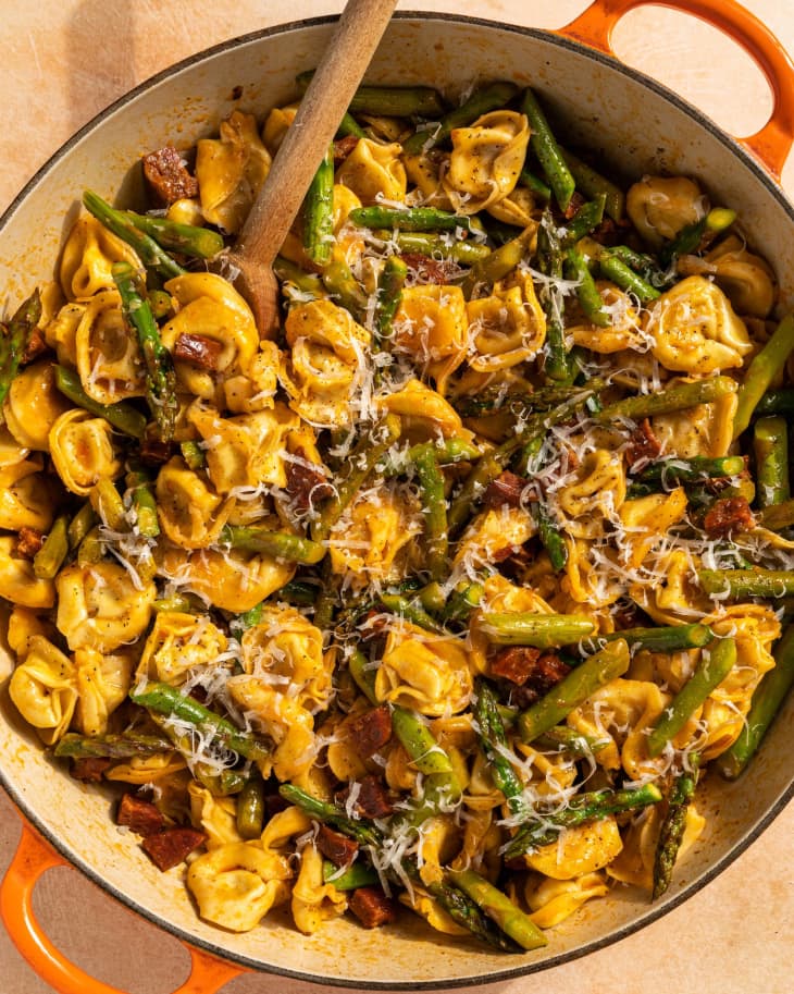Skillet Tortellini with Chorizo and Asparagus Recipe (One-Pan) | The Kitchn