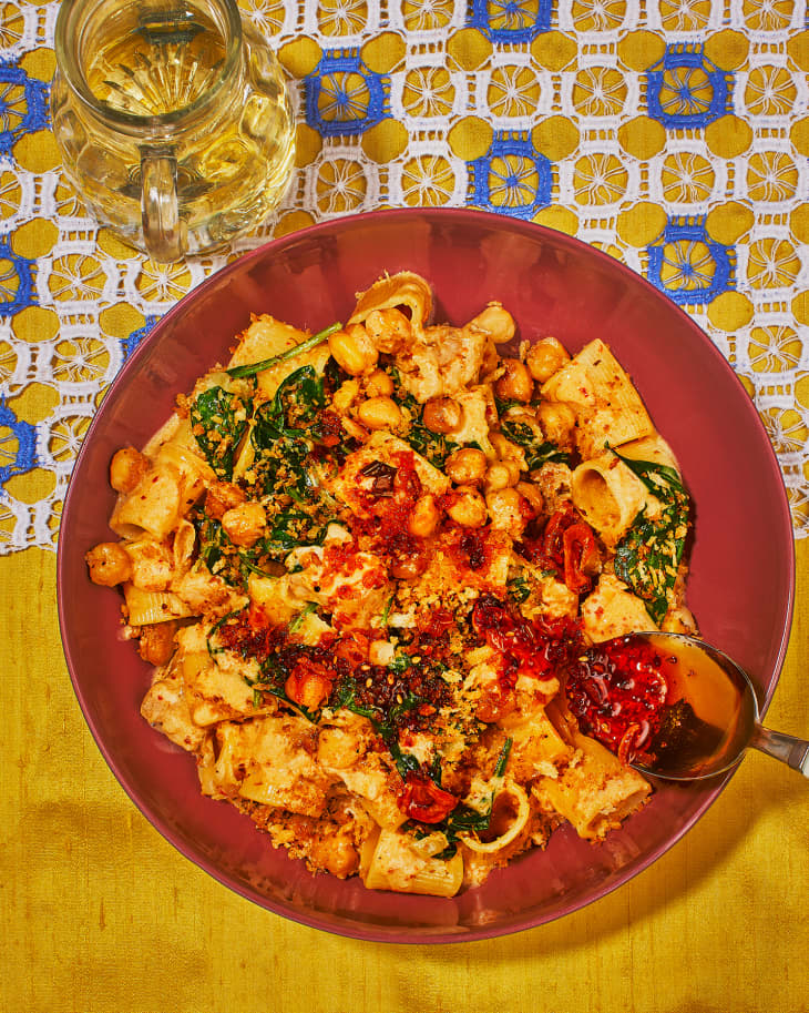 Spicy Rigatoni with Chickpeas and Spinach Recipe | The Kitchn