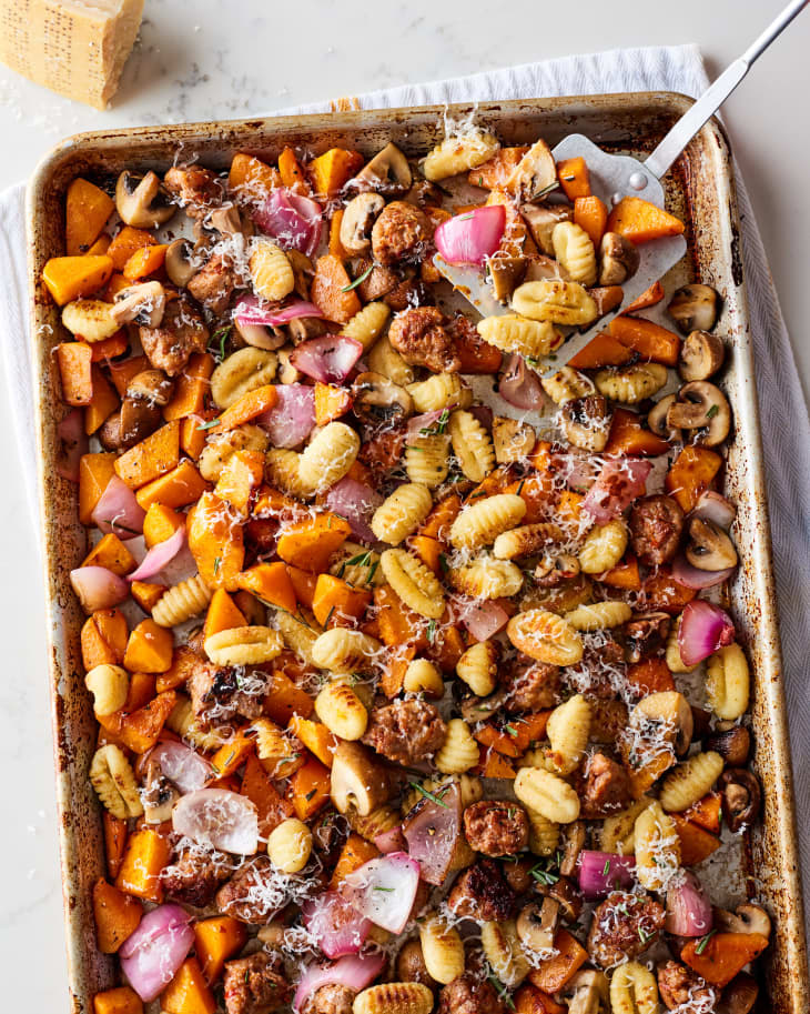 Crispy Sheet Pan Gnocchi with Mushrooms, Sausage, and Butternut Squash