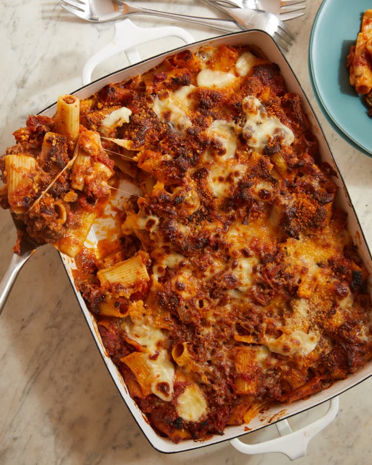 Cheesy baked rigatoni recipe with beef the kitchn
