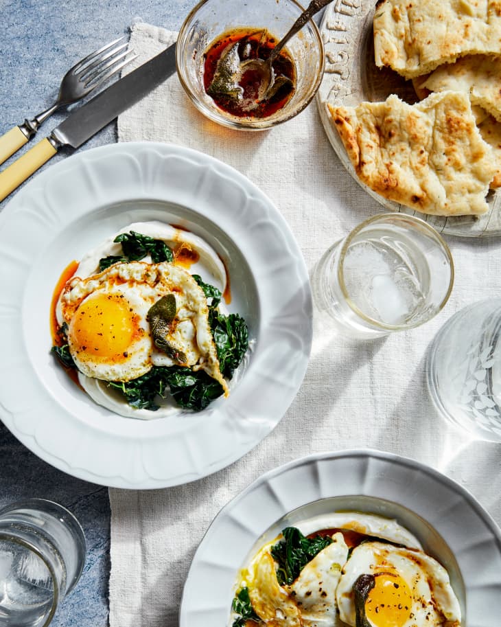 Crispy Fried Eggs with Yogurt, Greens, and Smoked Herb Butter The Kitchn