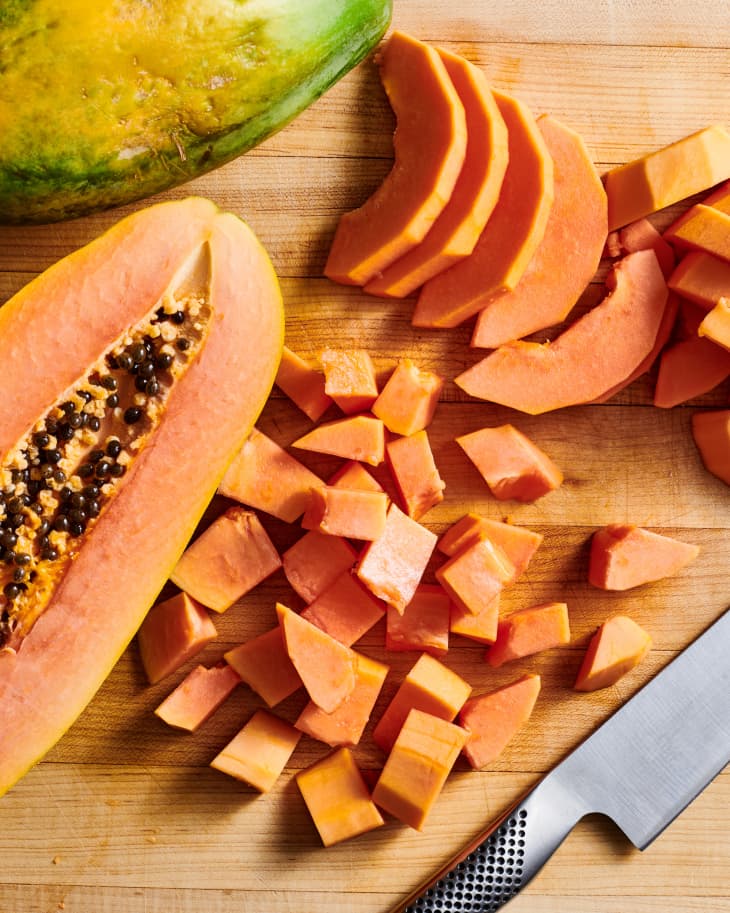 How to Cut Fresh Papaya — a StepbyStep Guide The Kitchn