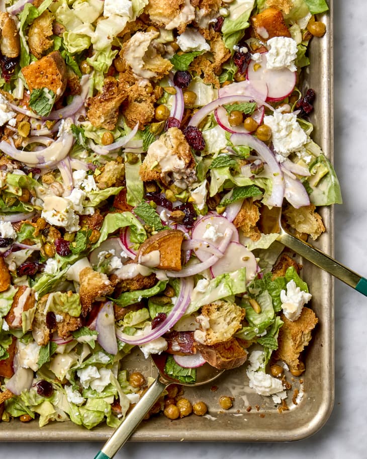 Sheet Pan Salad With Crispy Chickpeas and Feta Recipe The Kitchn