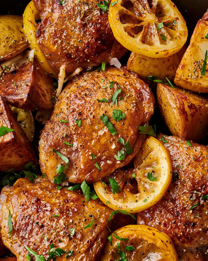 OneSkillet Greek Lemon Chicken and Potatoes The Kitchn