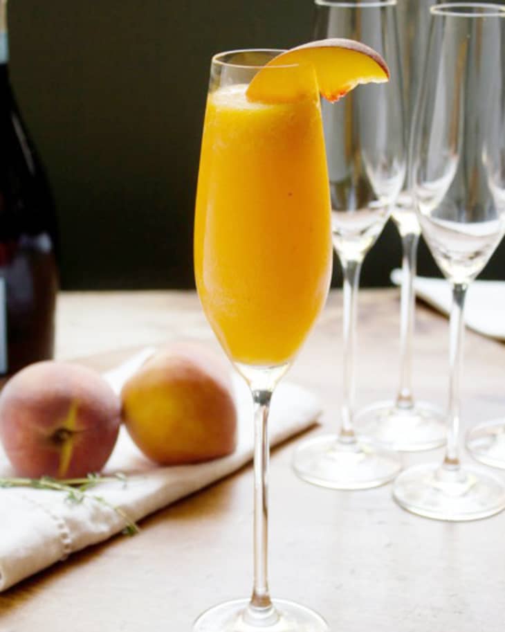 Cocktail Recipe Peach Thyme Bellini The Kitchn
