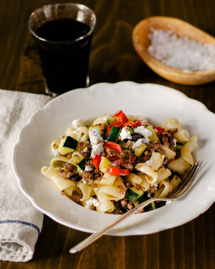 Quick Dinner Recipe: Greek Pasta with Lamb, Zucchini, and Feta | The Kitchn