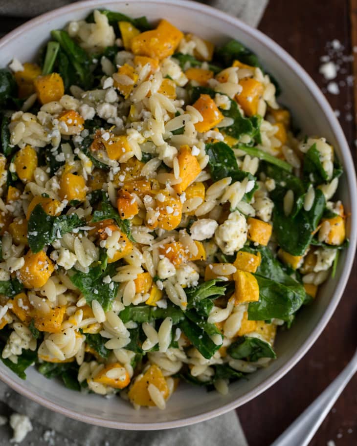 Recipe Orzo with Winter Squash, Spinach, & Blue Cheese The Kitchn