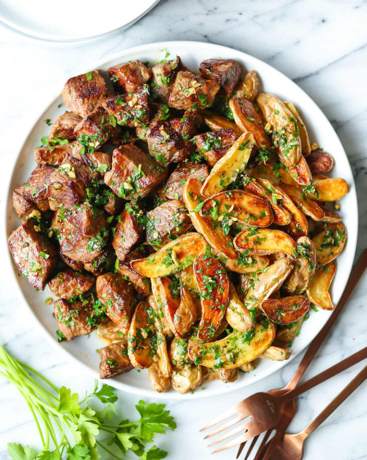Garlic Butter Steak Bites and Fries Damn Delicious The Kitchn