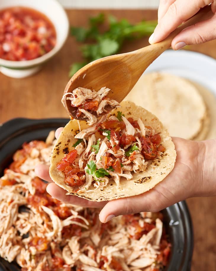 Slow Cooker Salsa Pulled Chicken The Kitchn