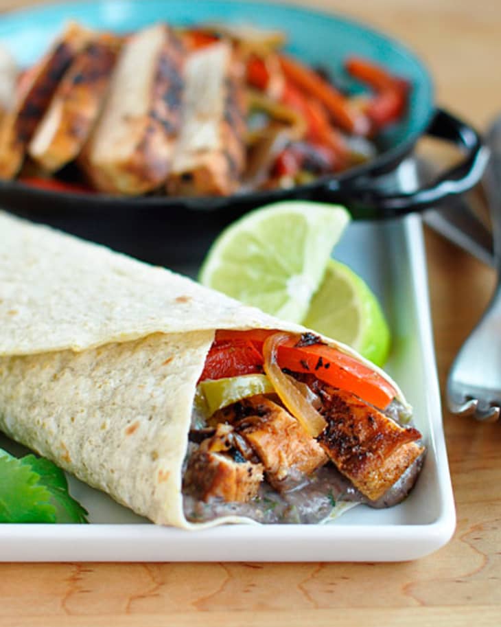 Recipe Chipotle Chicken Fajitas with Creamy Black Bean Spread The Kitchn
