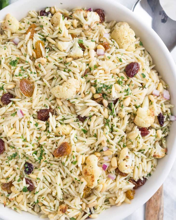 Recipe Orzo Salad with Roasted Cauliflower, Pine Nuts, and Parsley
