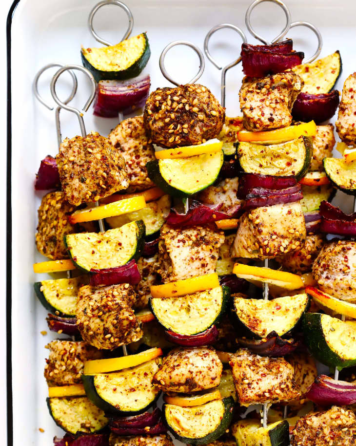 Za'atar Chicken & Veggie Kabobs - Gimme Some Oven | The Kitchn