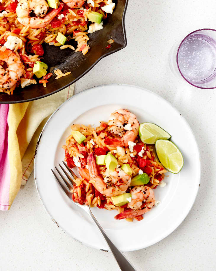Recipe MexicanSpiced Shrimp and Orzo Skillet The Kitchn