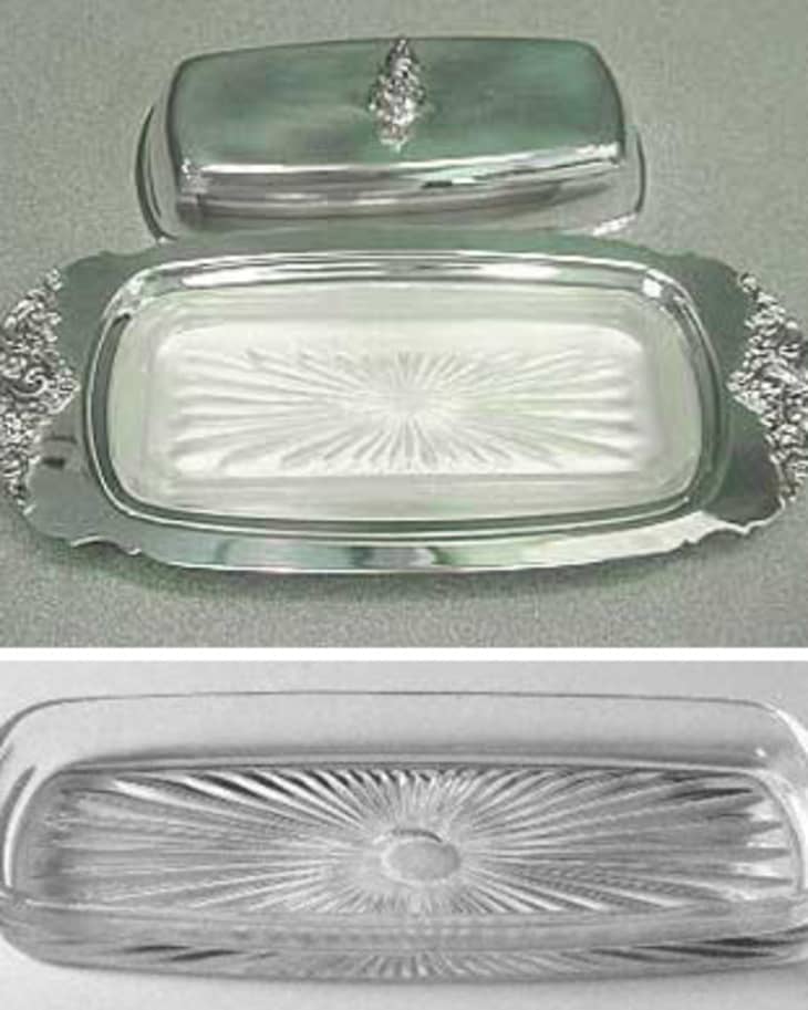 Silver plated butter dish with glass insert online