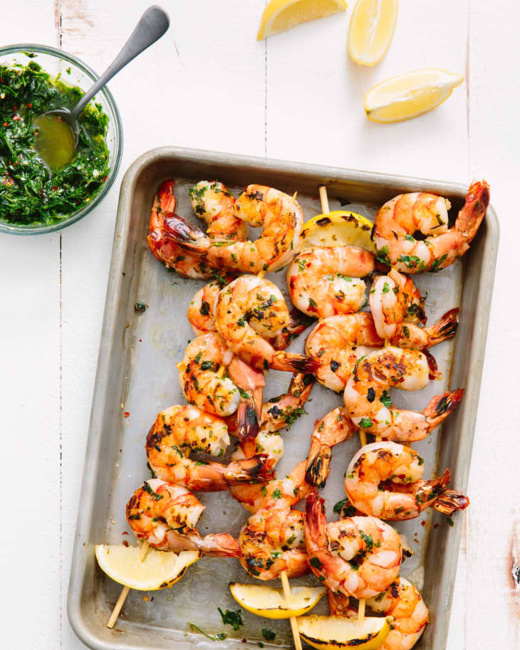 Recipe: Grilled Shrimp Skewers with Chimichurri | The Kitchn