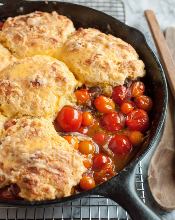 Recipe Tomato Cobbler with CornmealCheddar Biscuits The Kitchn