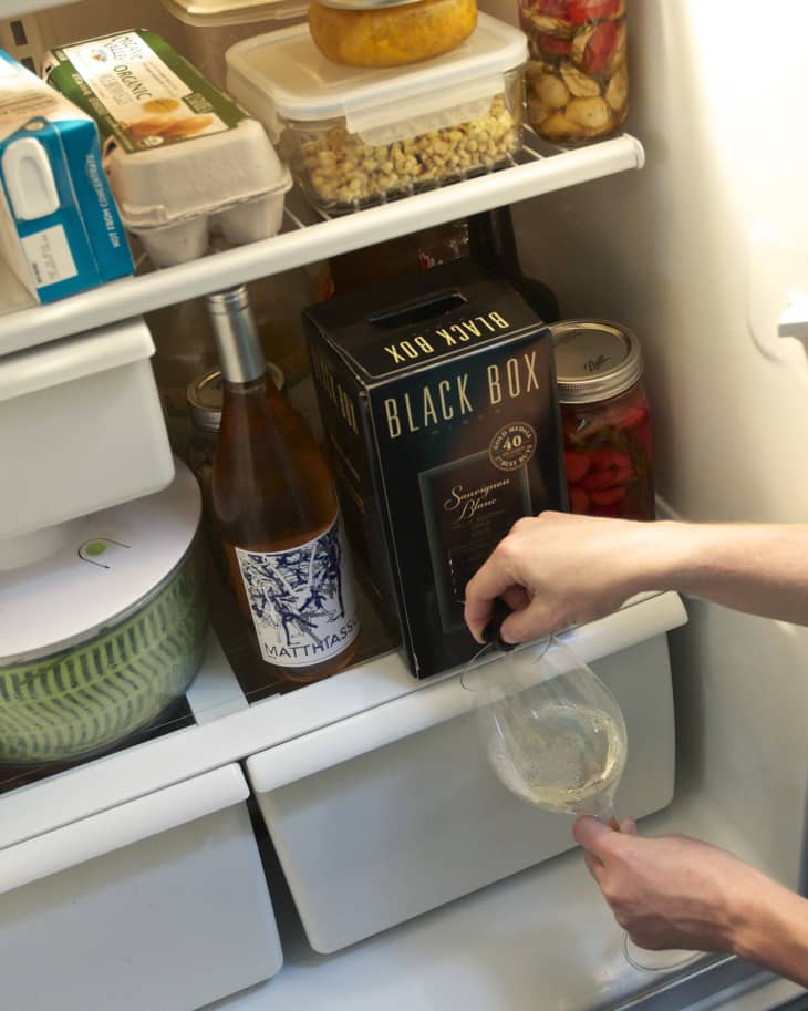 Red wine in the clearance fridge
