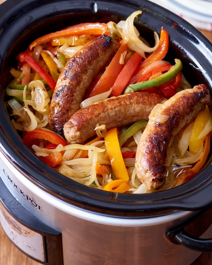 Recipe Slow Cooker Sausages with Peppers and Onions The Kitchn