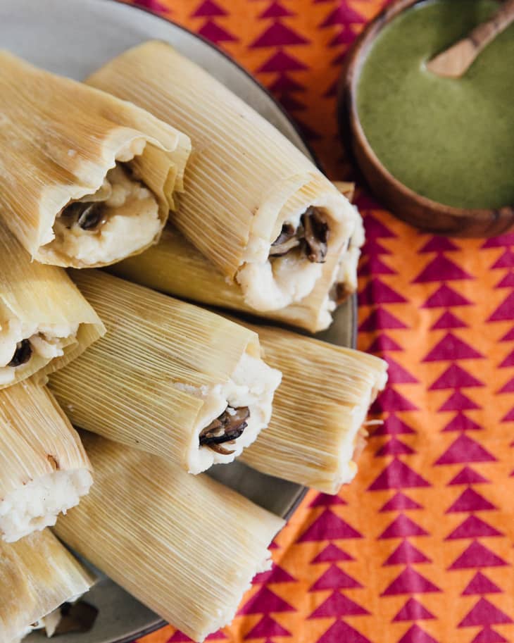 Recipe Mushroom and Goat Cheese Tamales with Mole Verde The Kitchn