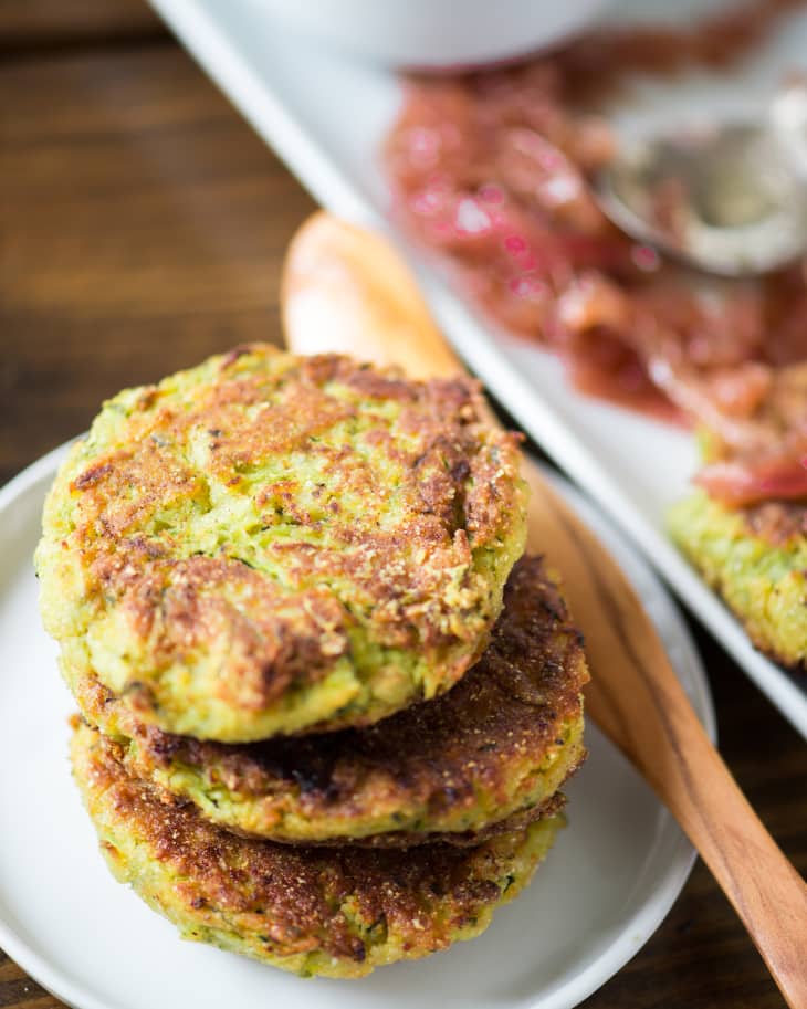 Recipe ZucchiniChickpea Fritters with Red Onion Jam The Kitchn