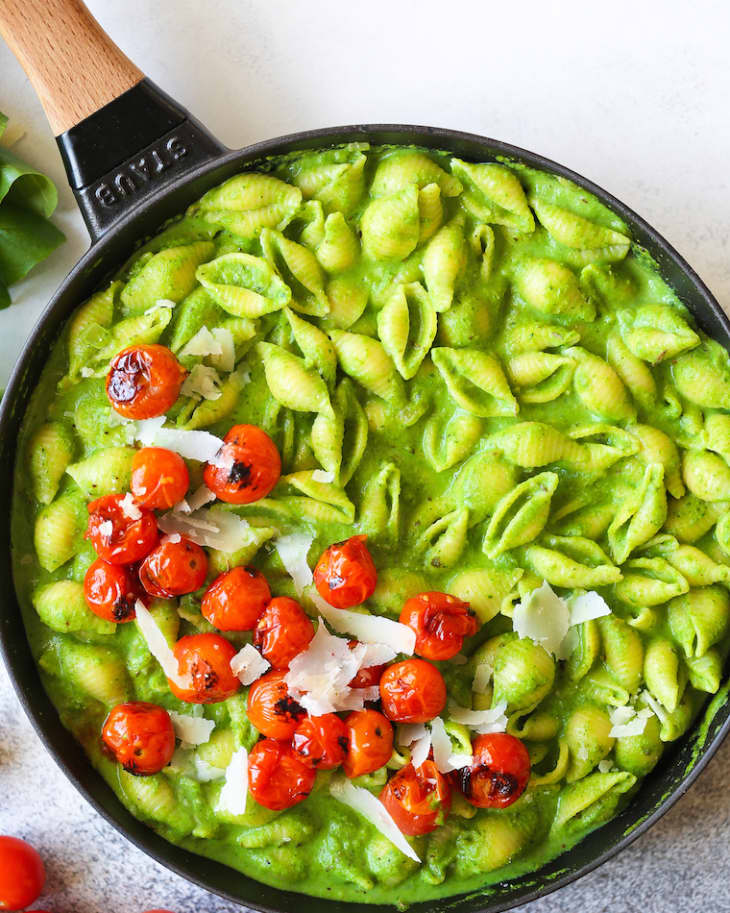 Creamy Pesto Shells Recipe Damn Delicious The Kitchn