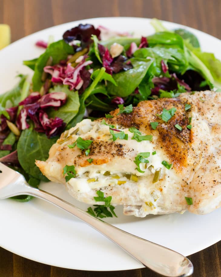 Recipe Roasted Chicken Breasts Stuffed with Goat Cheese & Garlic The Kitchn