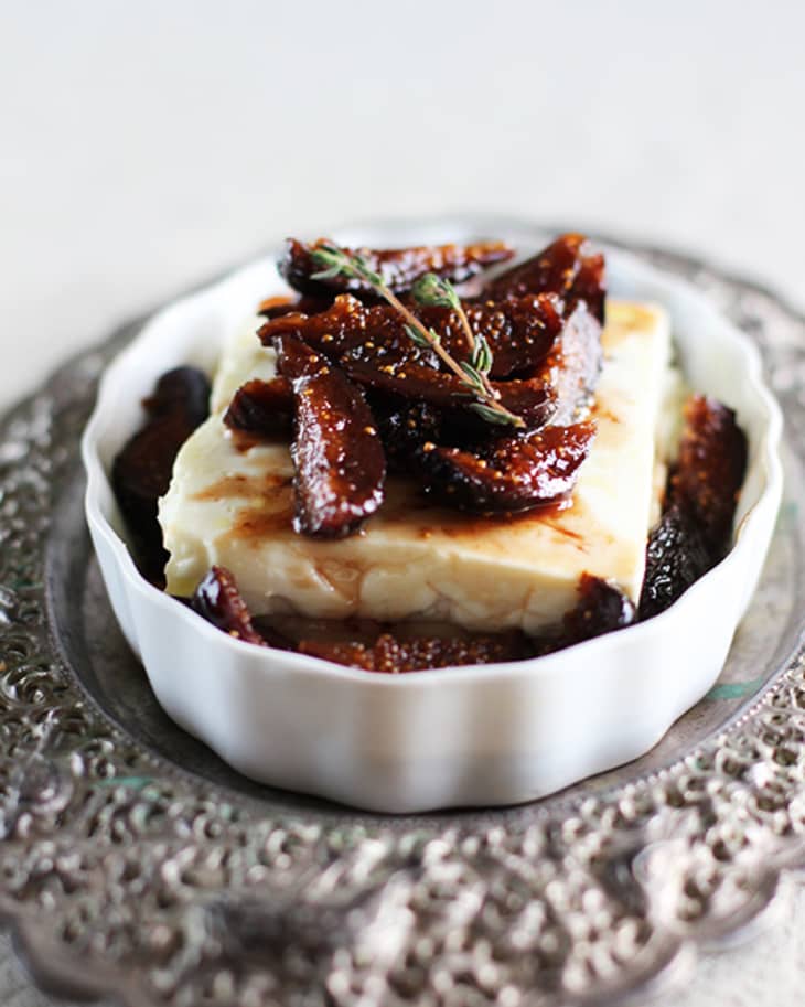 Appetizer Recipe Roasted Feta Cheese with FigThyme Compote The Kitchn