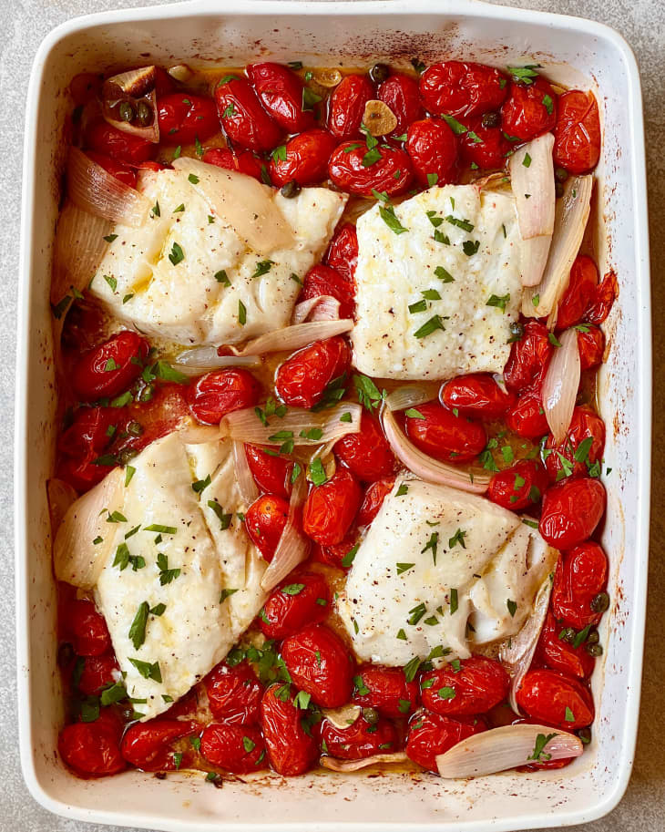 OnePan Cod with Tomatoes and Capers Recipe The Kitchn