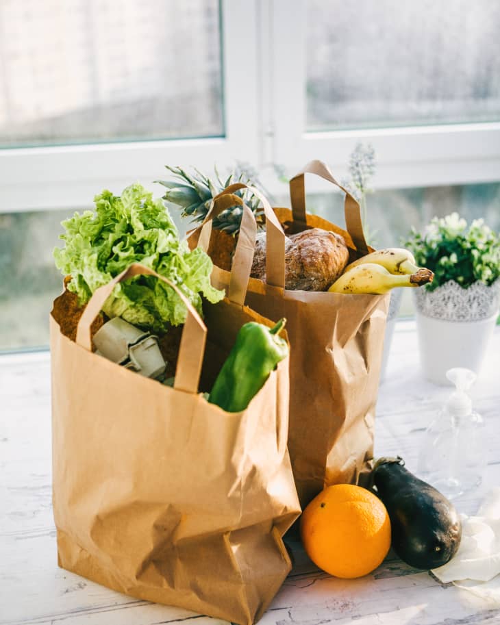 Bags of fruit and vegetables delivered at home