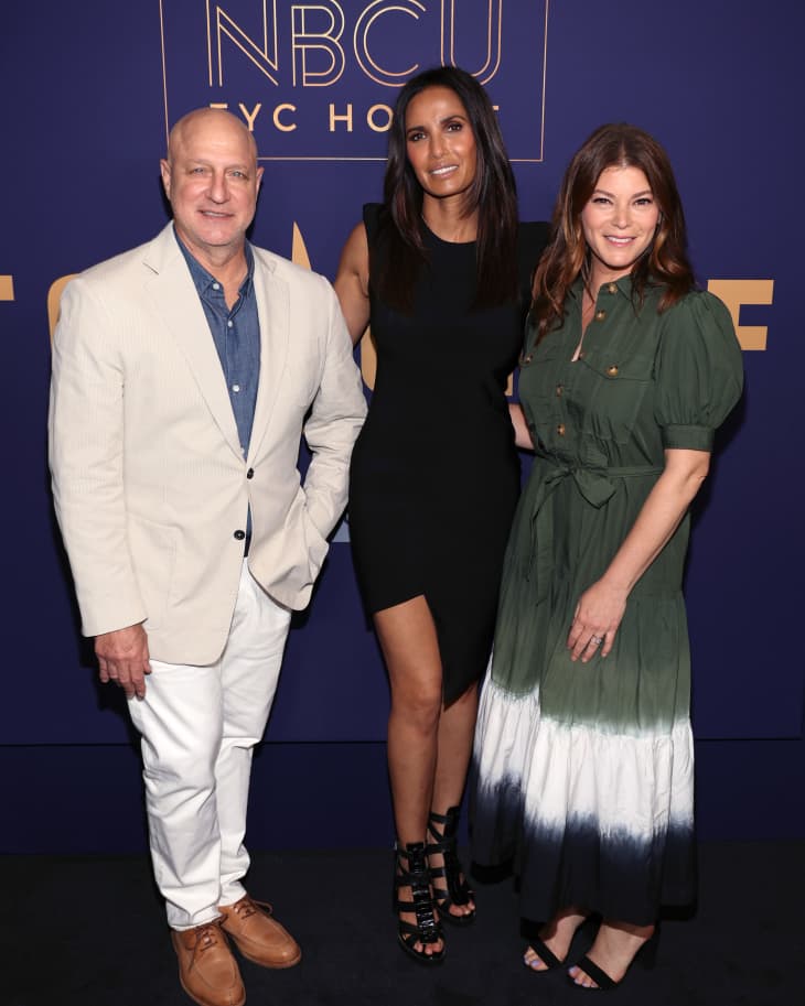 MAY 21: (L-R) Tom Colicchio, Padma Lakshmi and Gail Simmons attend the NBCU FYC House "Top Chef" carpet at NBCU FYC House on May 21, 2022 in Los Angeles, California.