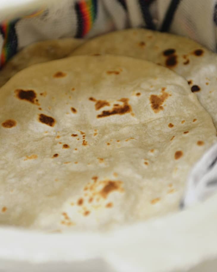 High Angle View Of Tortillas In Container