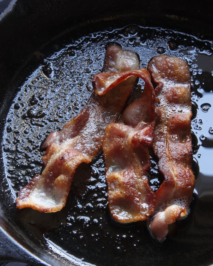 bacon cooked in skillet