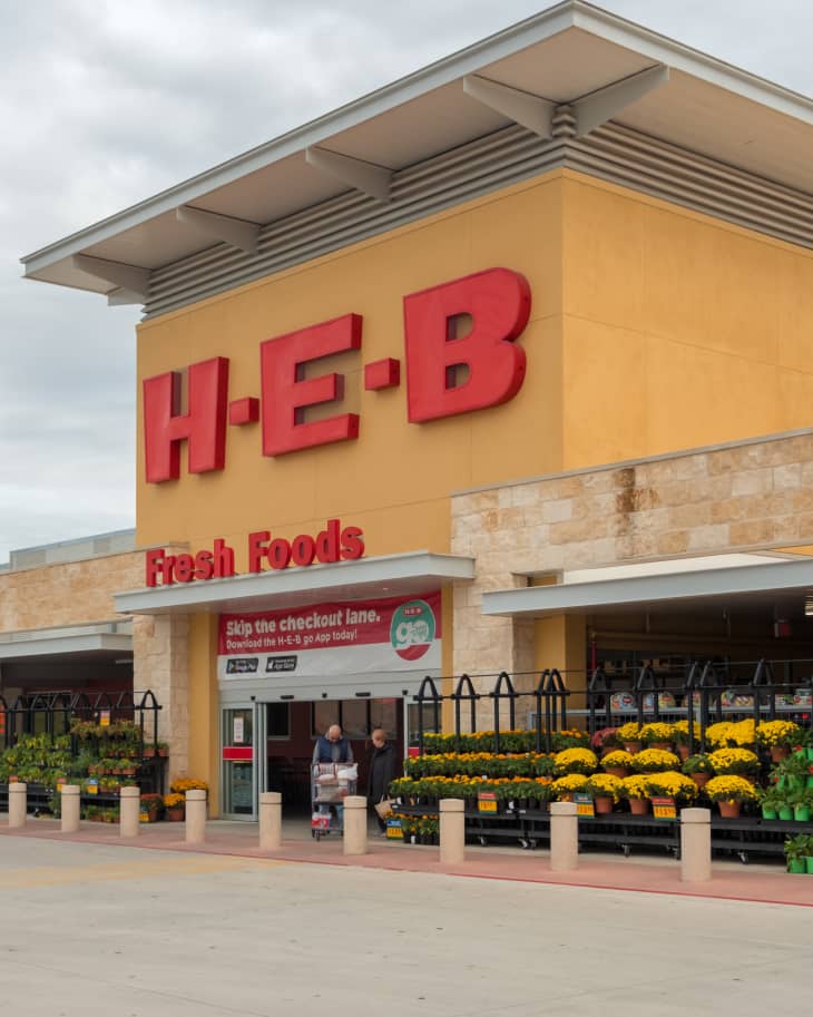 Entrance of the HEB Supermarket store. H-E-B