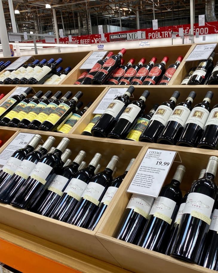 Fountain Valley, CA / USA - October 24, 2019: Bottles of wine at Costco