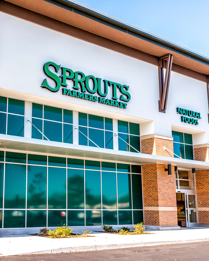 Herndon, USA - November 4, 2019: Exterior of Sprouts Farmers Market store with farm fresh produce sign on street in Virginia Fairfax County