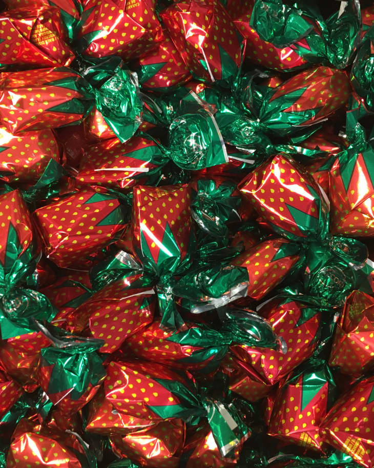 Candy bon-bons in adorable strawberry wrapper