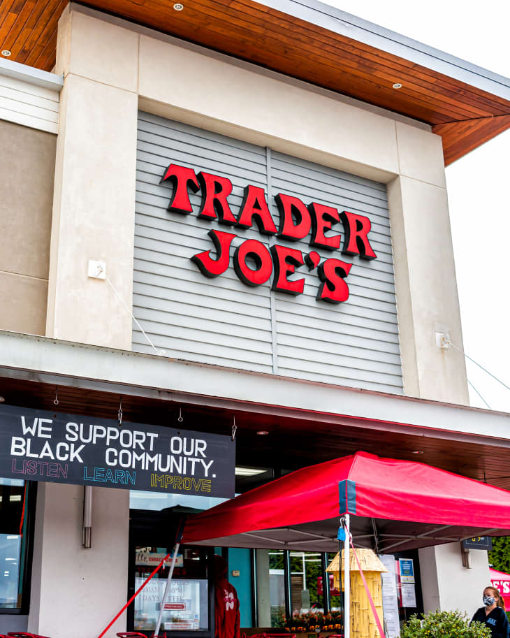 Trader Joe's grocery store in Virginia with sign for we support our black community