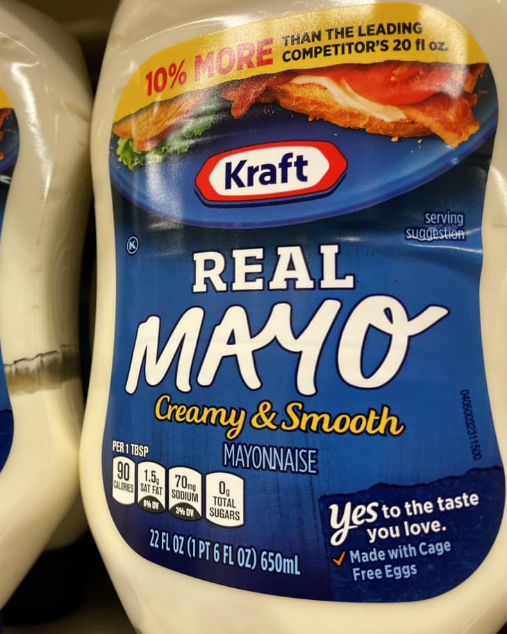 A retail grocery store shelf with Kraft mayo