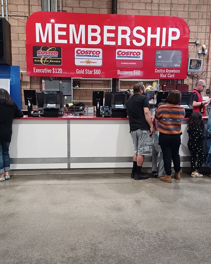 Costco warehouse store membership counter