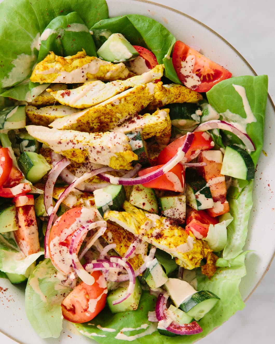 chicken-shawarma-salad-with-lemon-tahini-dressing-kitchn-yummyumm