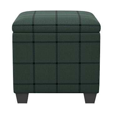Windowpane Plaid Pattern Storage Ottoman