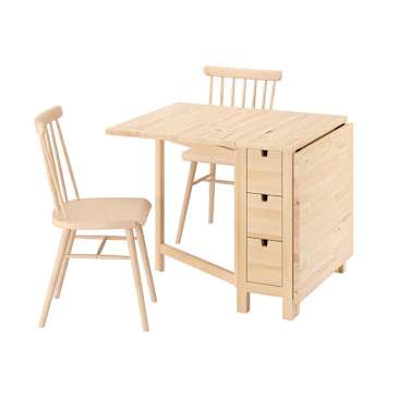 IKEA PS 2012ドロップリーフテーブル 竹製/ホワイトバタフライテーブル