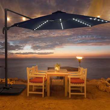 double tier patio umbrella Best Choice Products 10ft Square Woodgrain Pattern 2-Tier Outdoor Solar LED Cantilever w/ Base British_Edit_City_Backpack_Allocation 7.5' Cane Fringe Outdoor Color:Future Dusk Black Delux Black Rustic crafted to create a